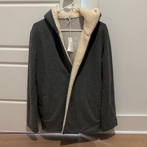 James Perse Open-Front Fleece & Cotton Jacket, Size 3